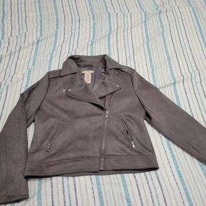 Faux suede/leather moto jacket